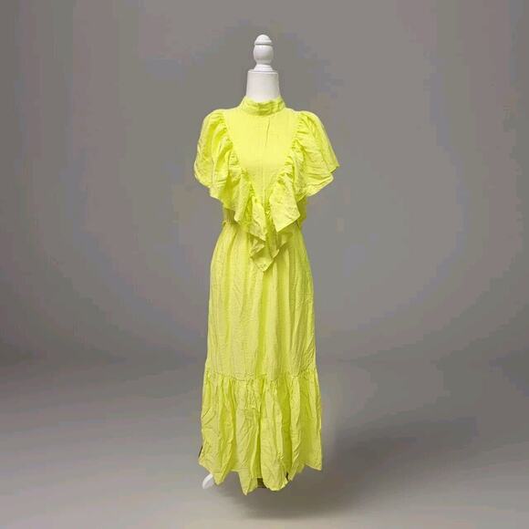 $230 NWT YOUNG FABULOUS & BROKE Sz M CRUZ flutter sleeve dress margarita - Picture 2 of 11